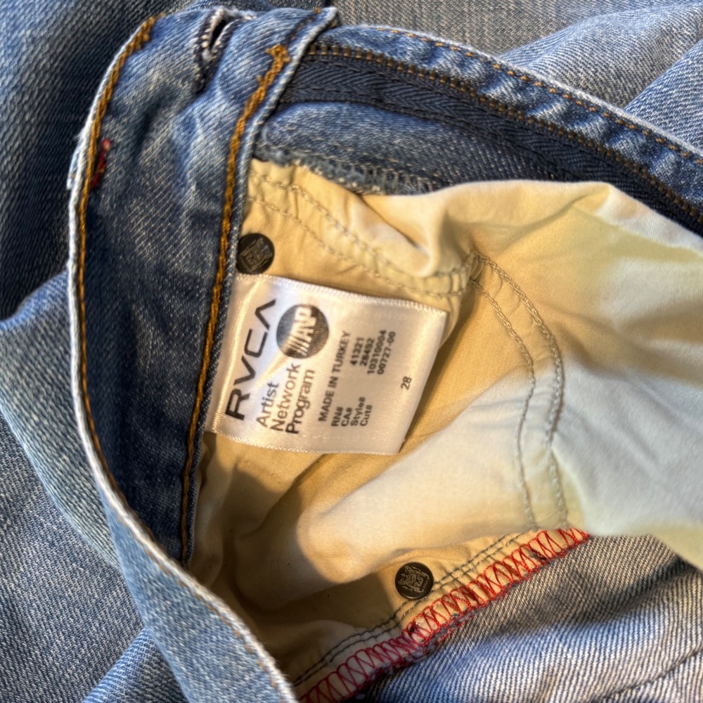 RVCA Artist Network Program Jeans Mens 28 Light Blue Excellent Straight Leg ANP - Picture 7 of 13